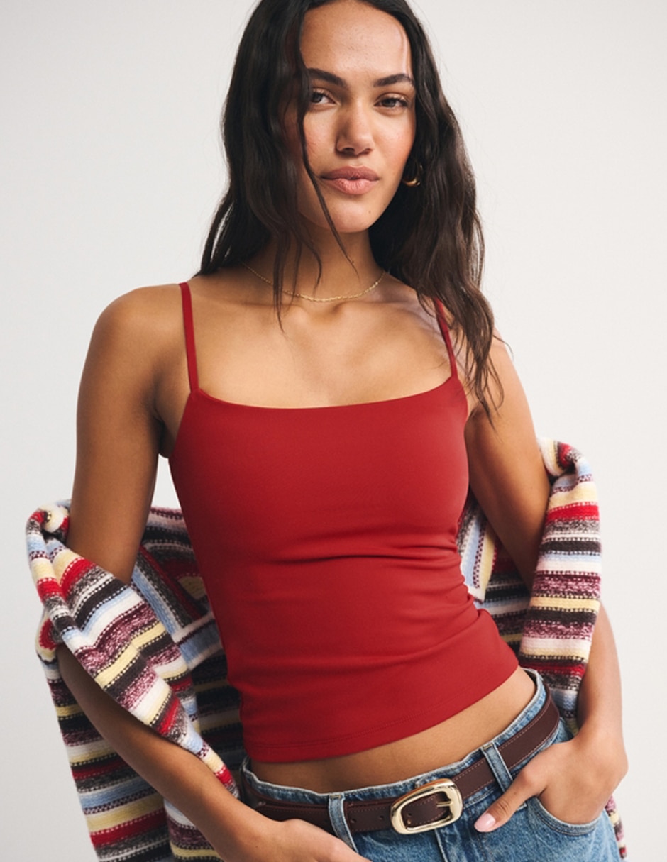 Top abercrombie & fitch cuello cuadrado escote cuadrado tirante ajustable