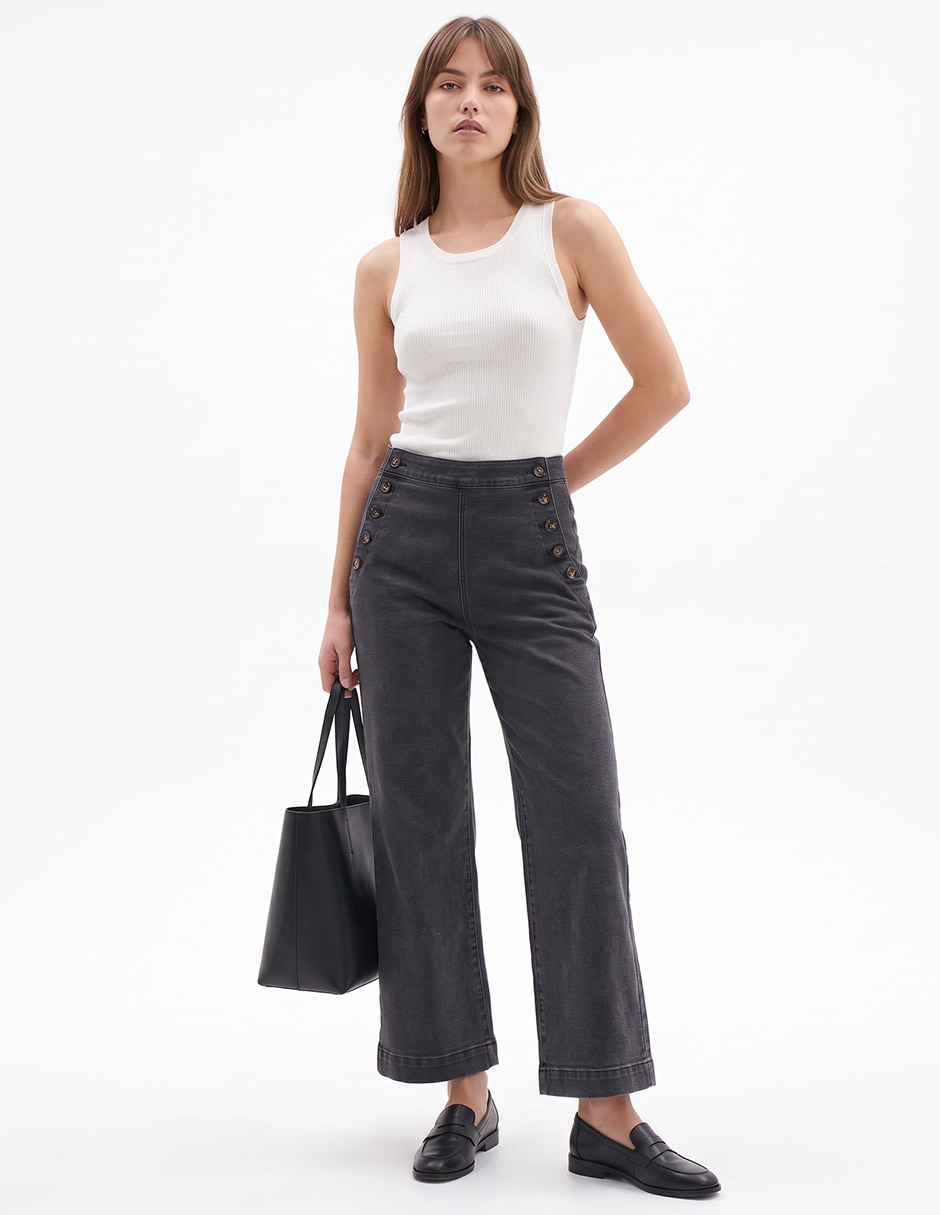 Jeans relaxed wide leg corte cintura para mujer 3