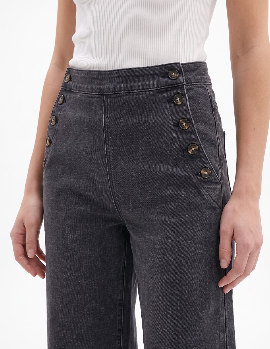 Jeans relaxed wide leg corte cintura para mujer 4