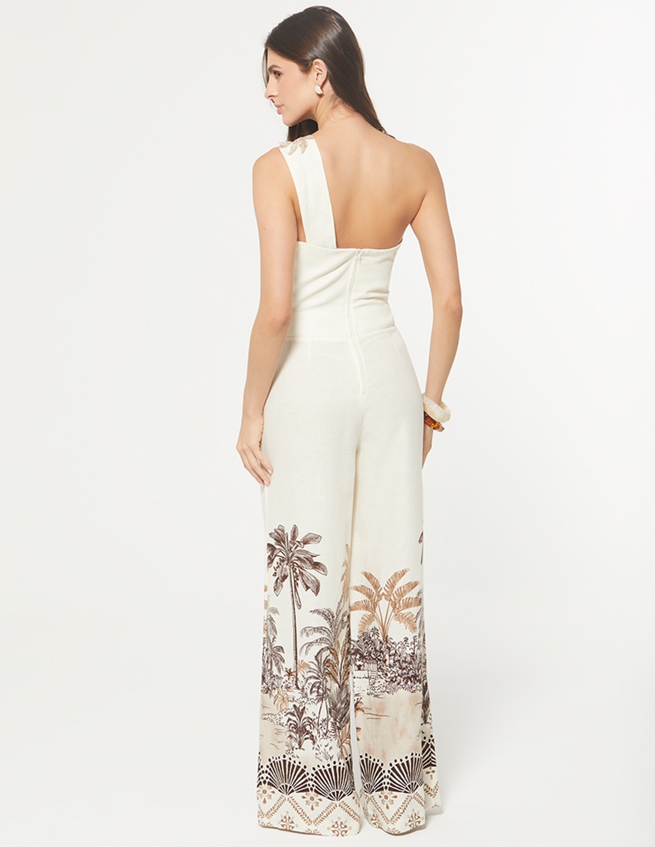 Jumpsuit de Lino Casual estampado Gráfico para mujer 4