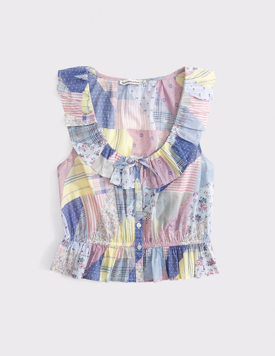 Top cuello redondo escote redondo tirante sin tirantes