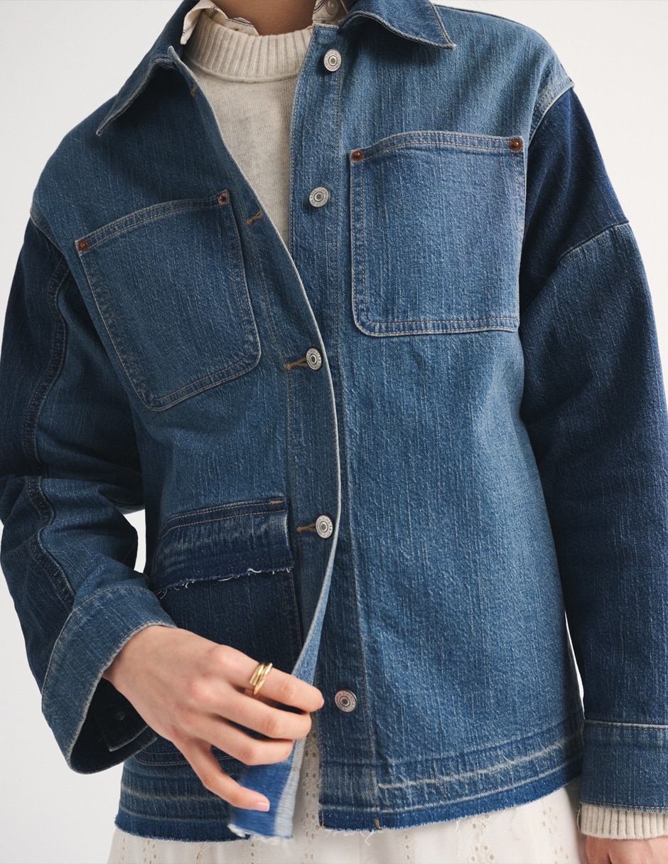 Chamarra denim impermeable de algodón para mujer 3