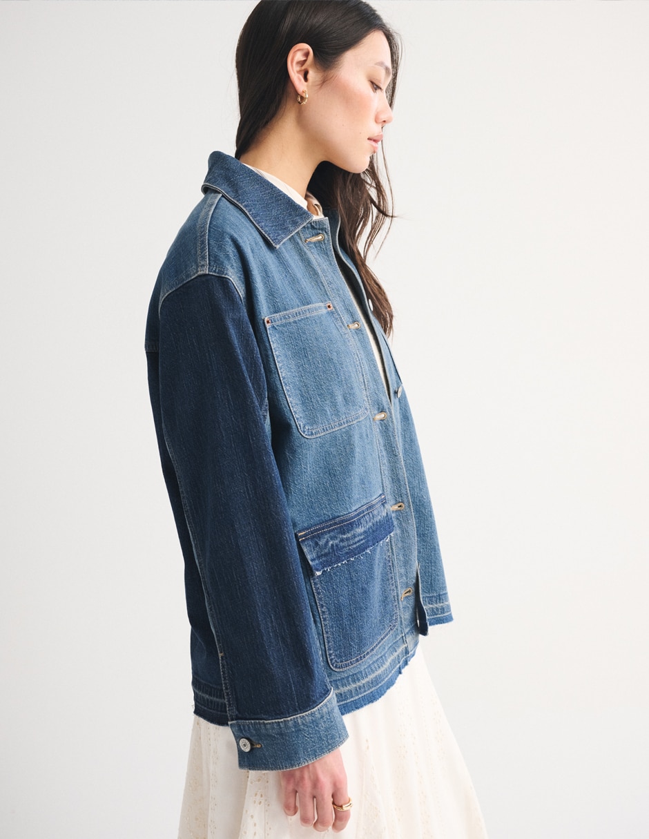 Chamarra denim impermeable de algodón para mujer 4