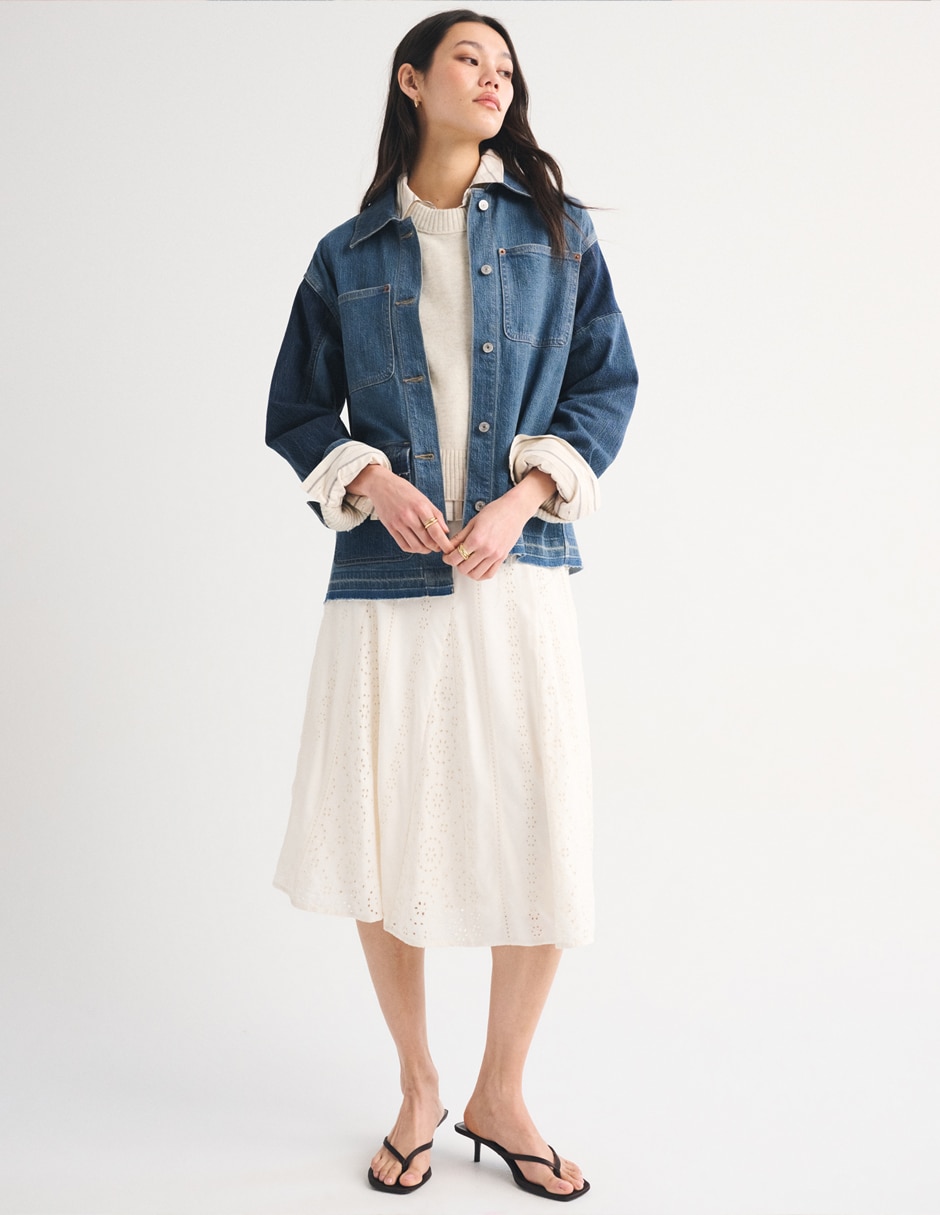 Chamarra denim impermeable de algodón para mujer 2