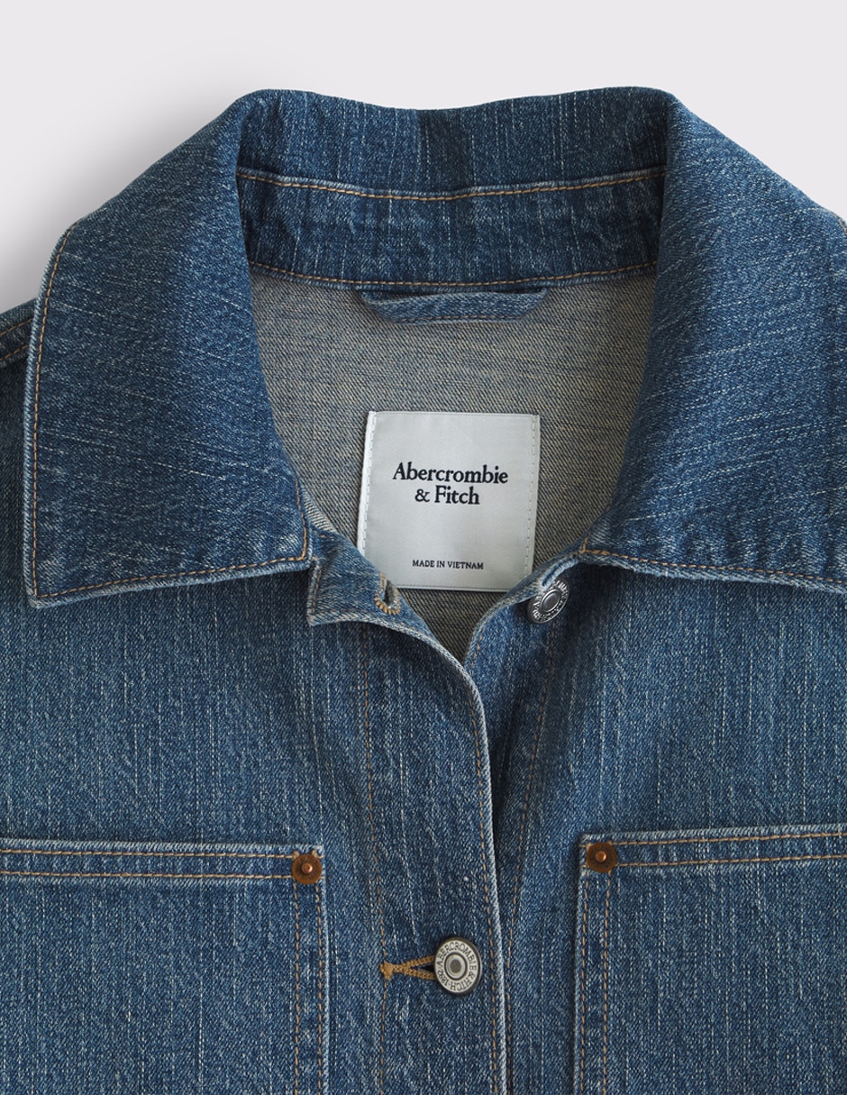 Chamarra denim impermeable de algodón para mujer 5