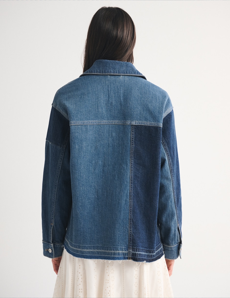 Chamarra denim impermeable de algodón para mujer 7