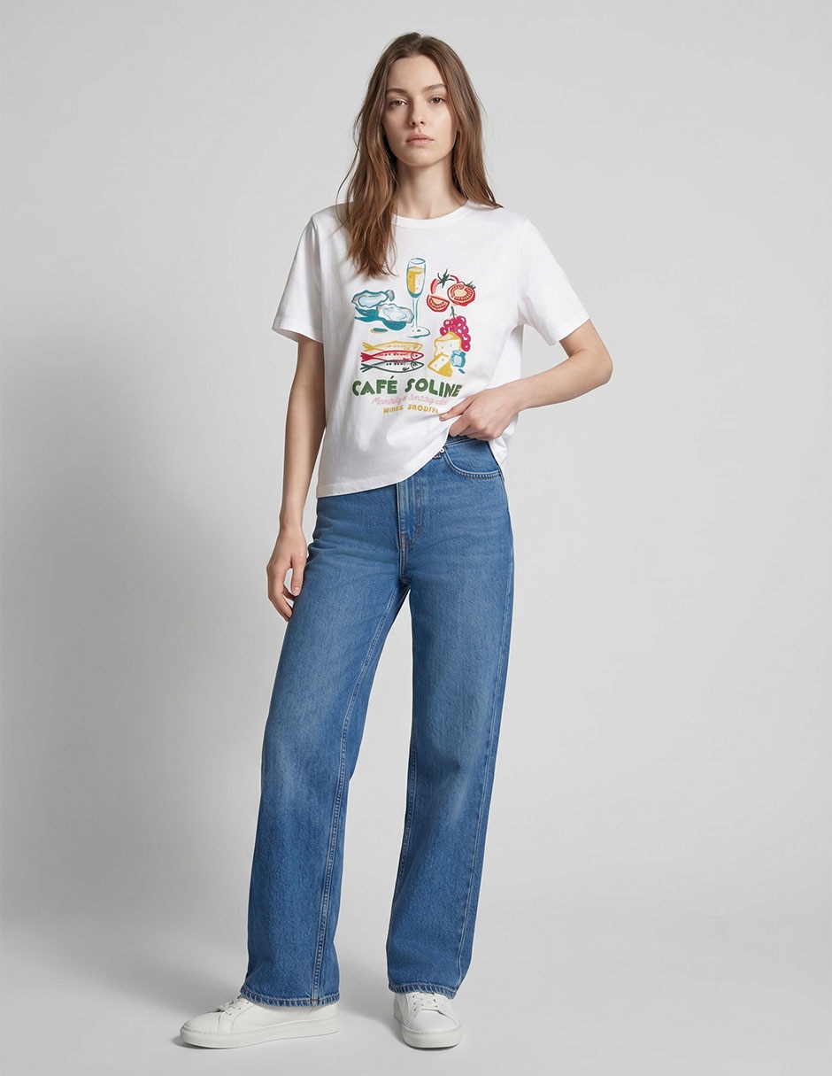 Playera manga corta cuello redondo para mujer