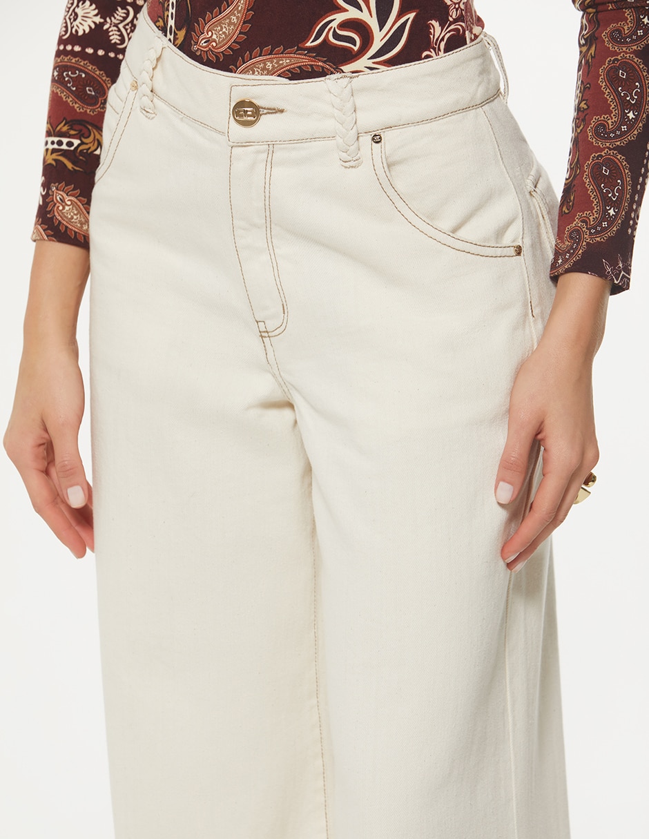 Jeans regular palazzo indigo utopia corte cintura para mujer 3