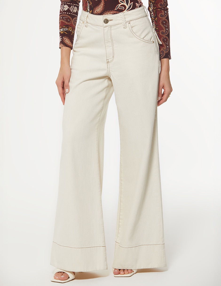 Jeans regular palazzo indigo utopia corte cintura para mujer