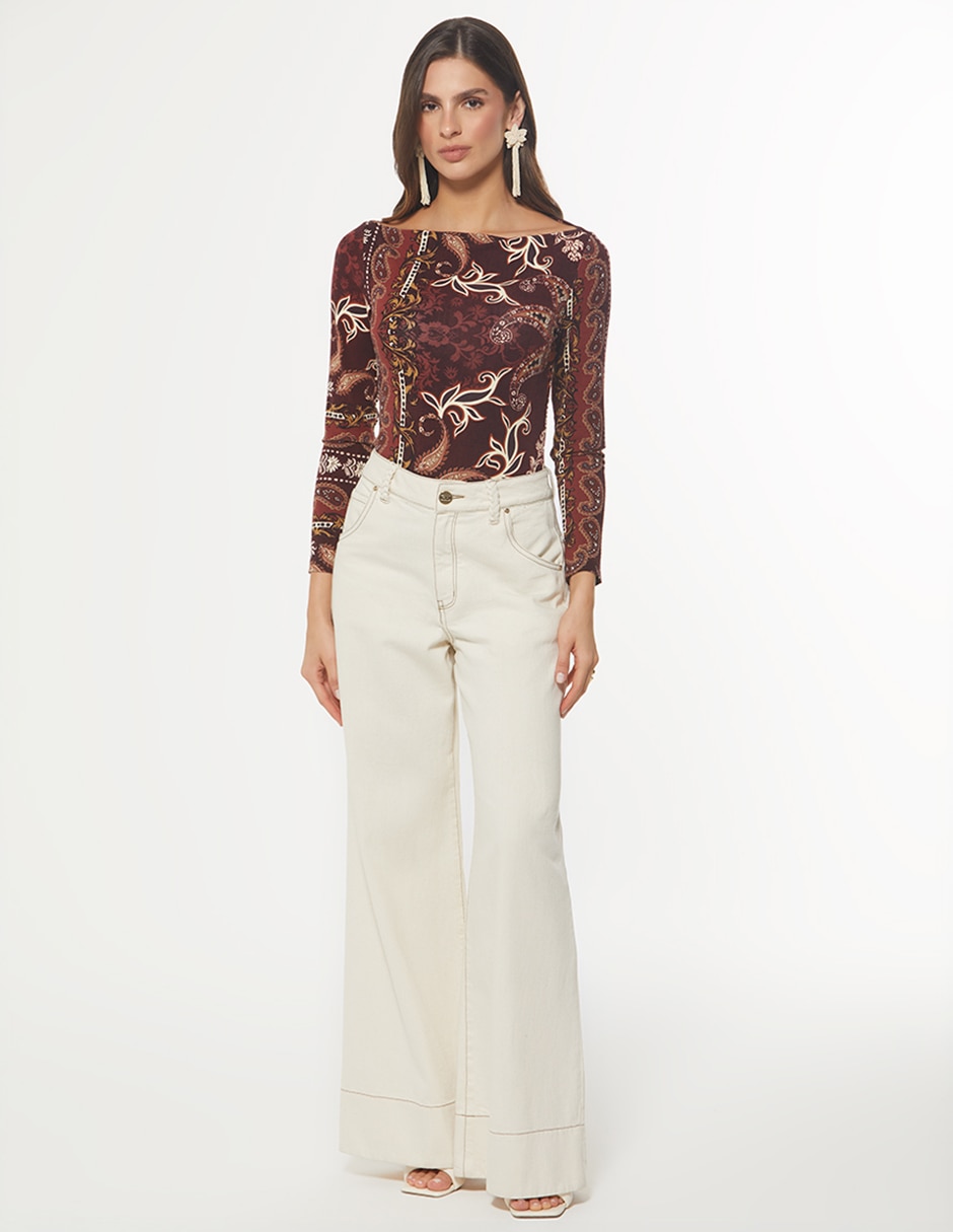 Jeans regular palazzo indigo utopia corte cintura para mujer 2
