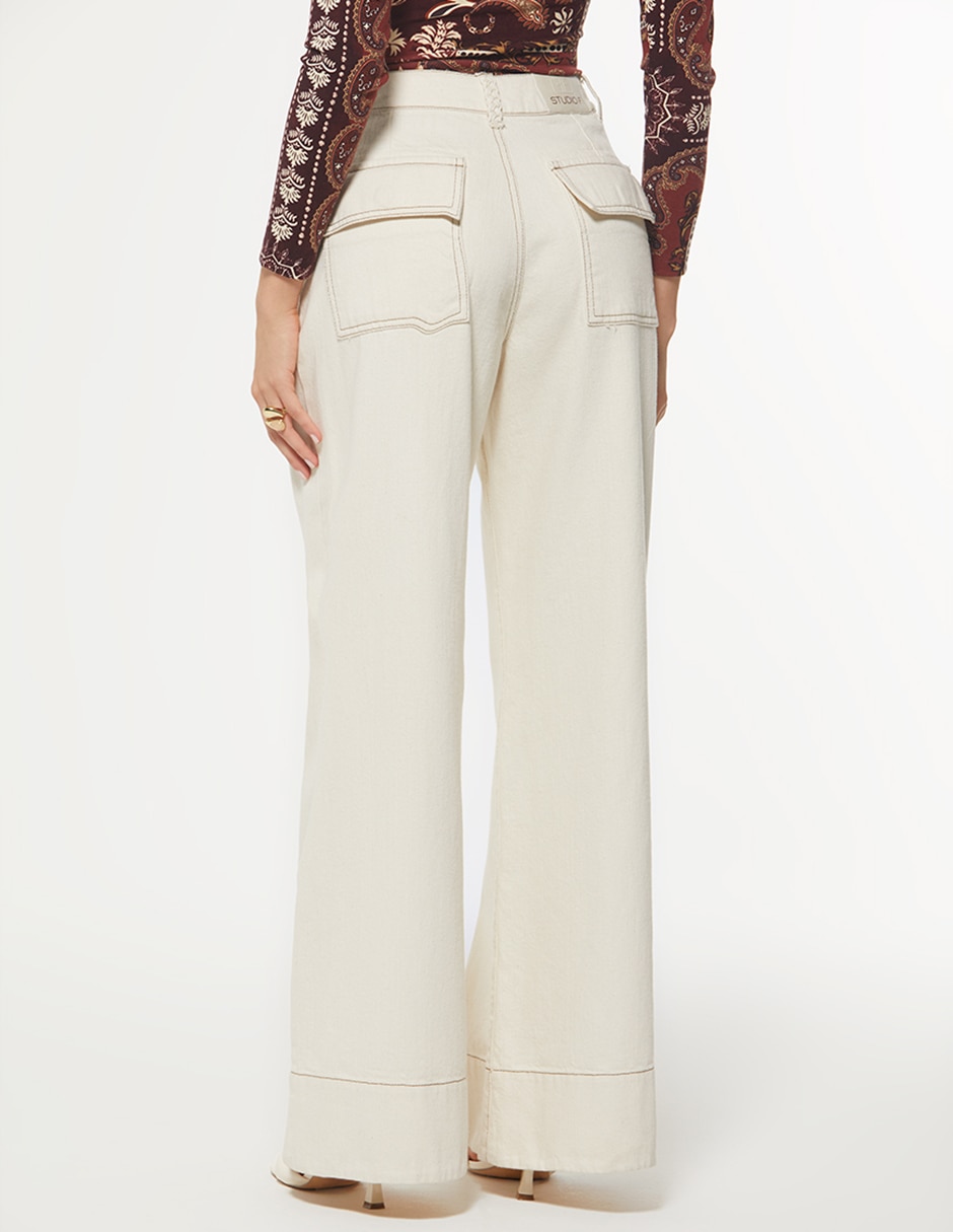 Jeans regular palazzo indigo utopia corte cintura para mujer 4