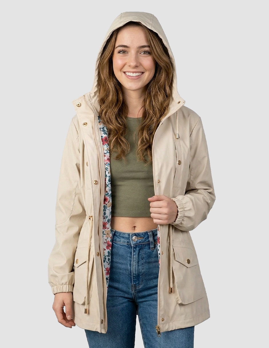 Chamarra cazadora petite studio impermeable para mujer
