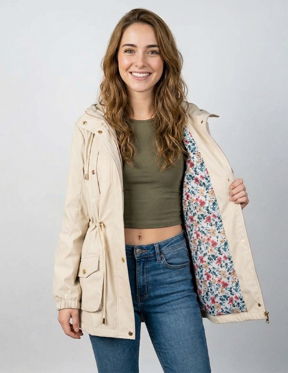 Chamarra cazadora petite studio impermeable para mujer