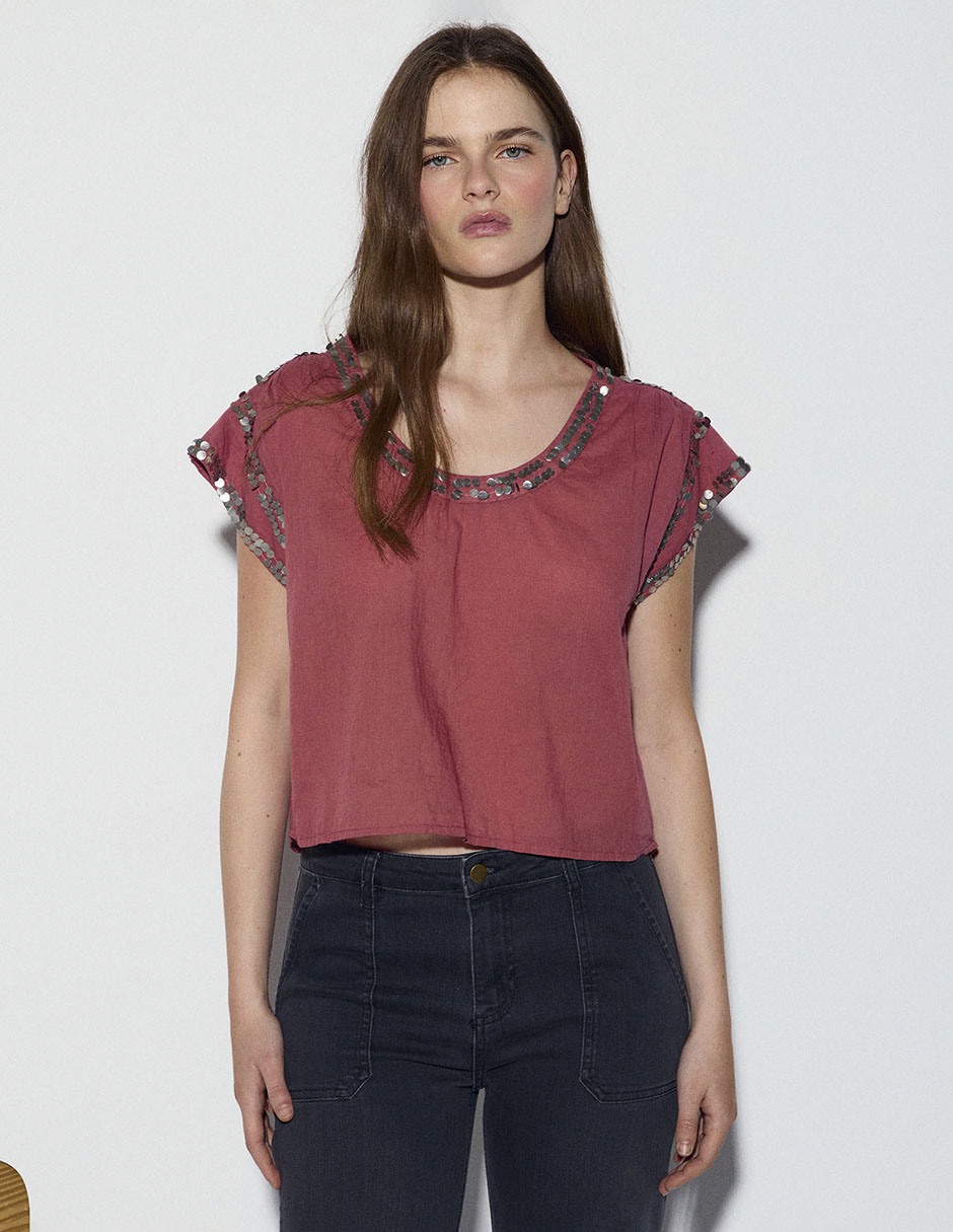 Blusa manga corta para mujer