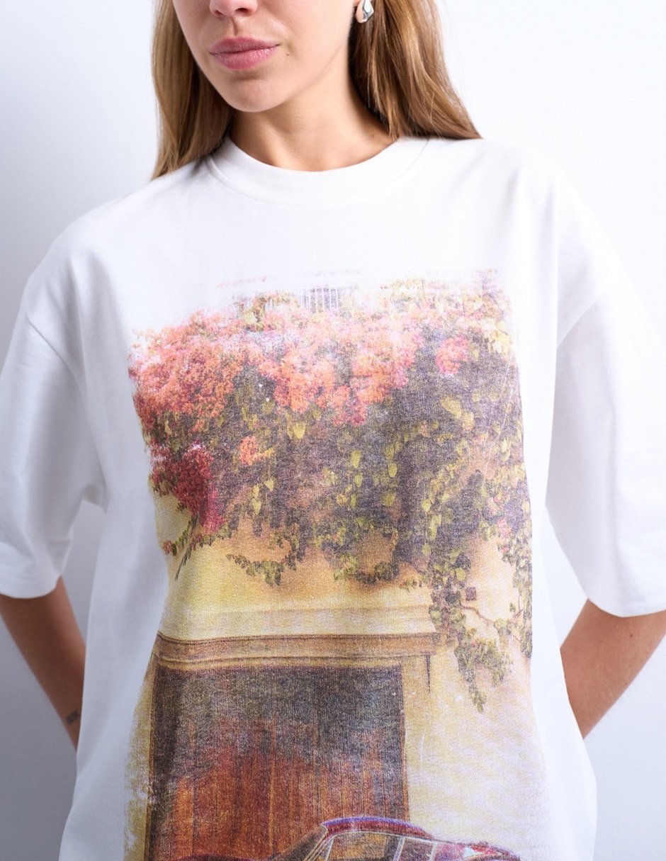 Playera manga corta cuello redondo para mujer