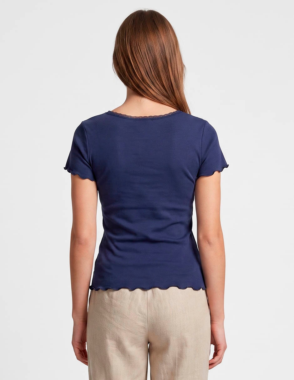 Blusa petite studio manga corta para mujer