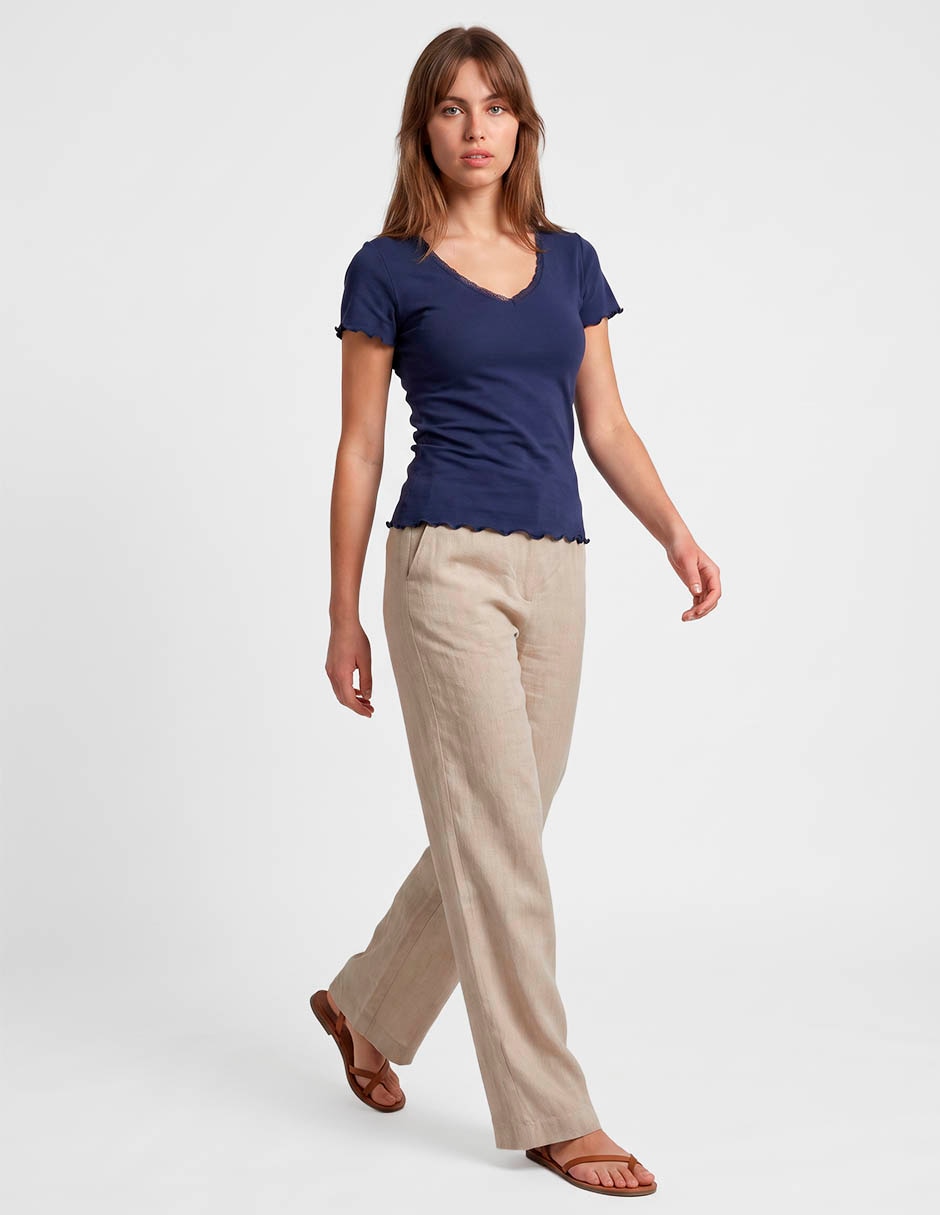 Blusa petite studio manga corta para mujer