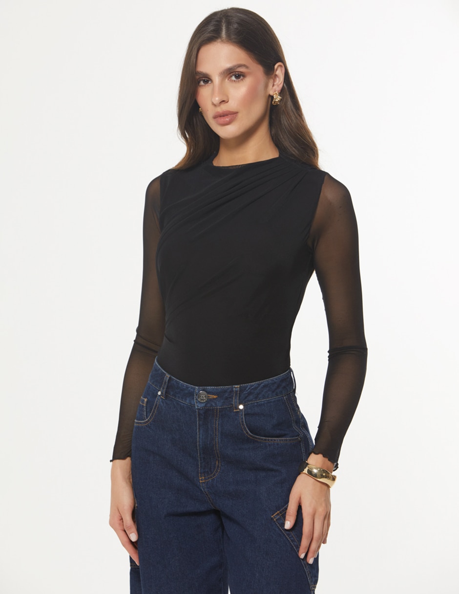 Body cuello ojal escote ilusión para mujer Body cuello ojal escote ilusión para mujer