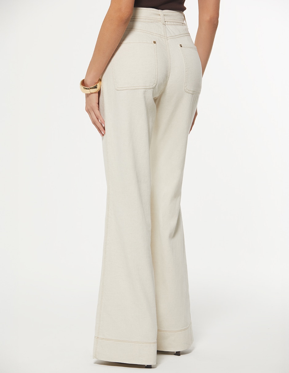 Jeans regular campana indigo desierto corte cintura para mujer 2