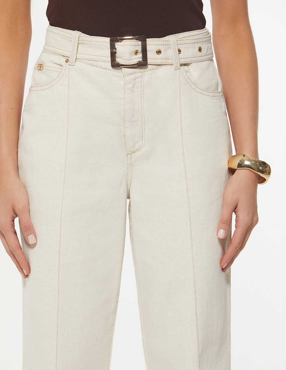 Jeans regular campana indigo desierto corte cintura para mujer 4