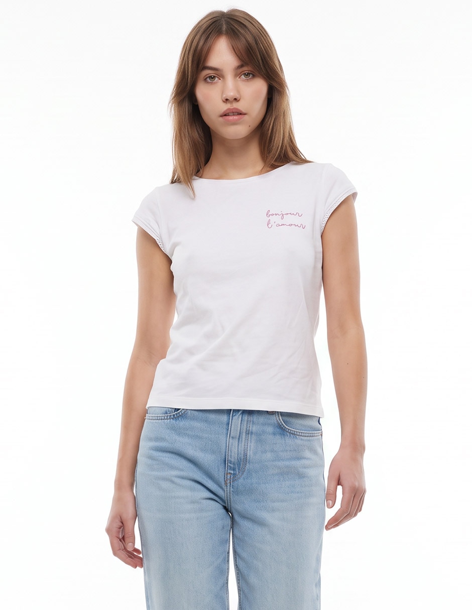 Playera manga corta cuello redondo para mujer Playera manga corta cuello redondo para mujer
