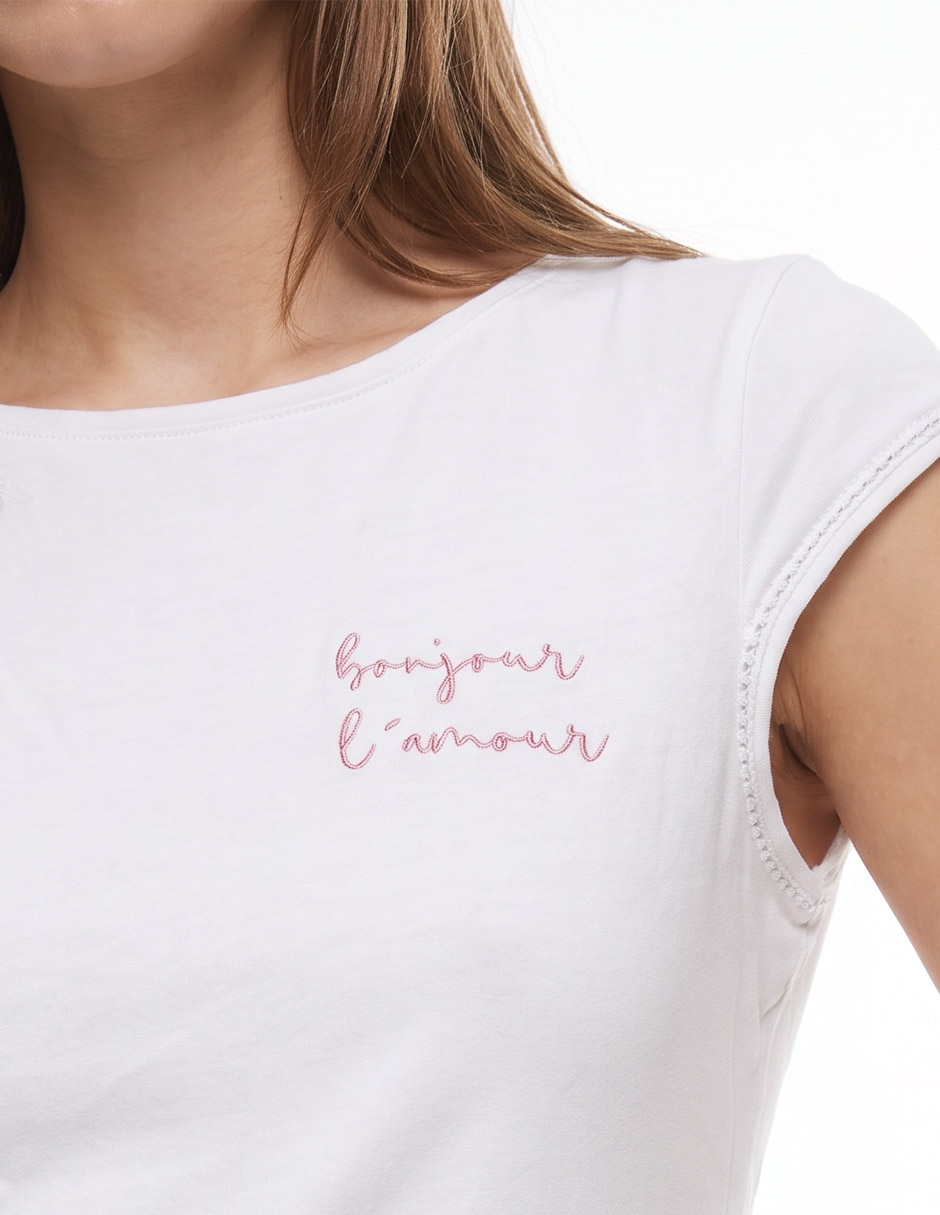 Playera manga corta cuello redondo para mujer 4