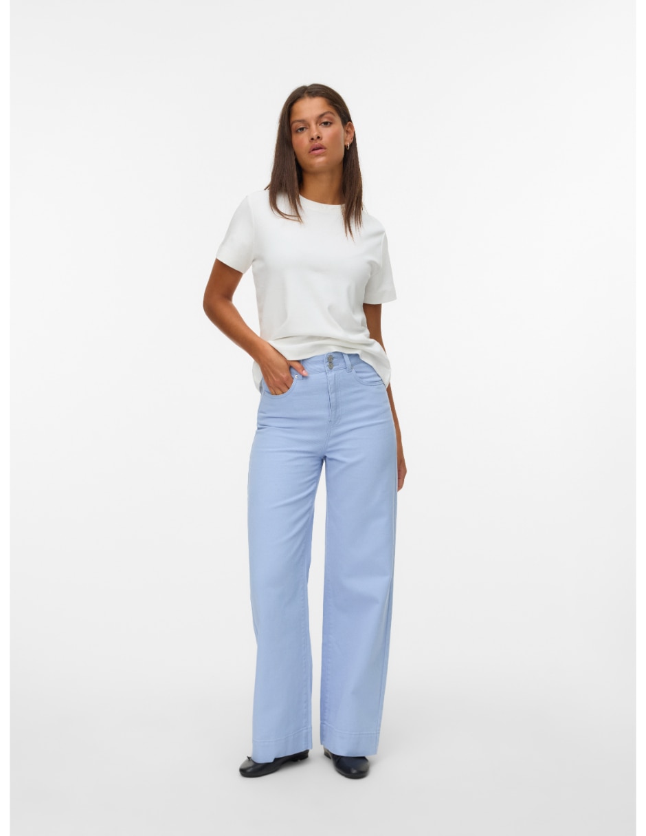 Jeans wide leg corte cintura alta para mujer 4
