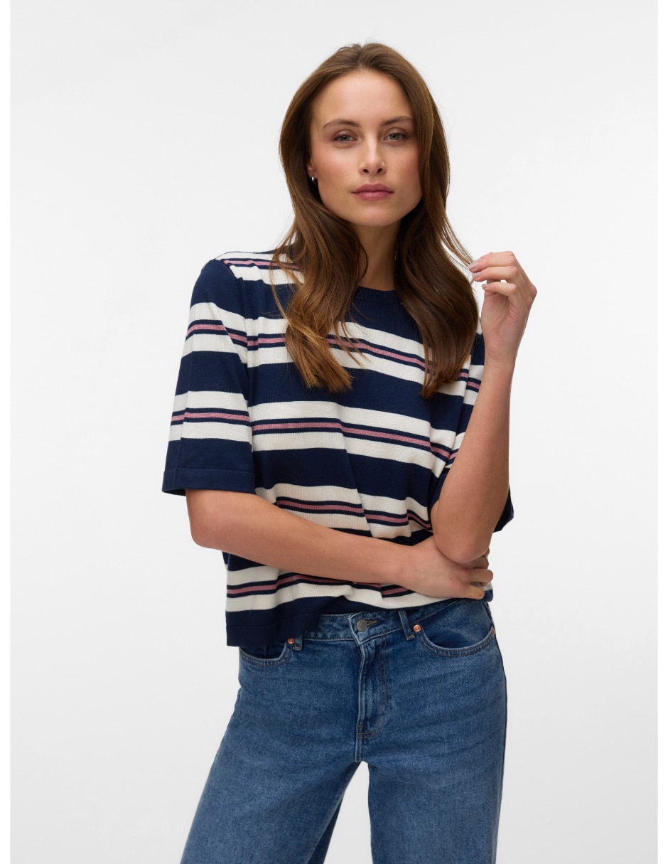Playera manga Al Codo 10320460 cuello redondo para mujer