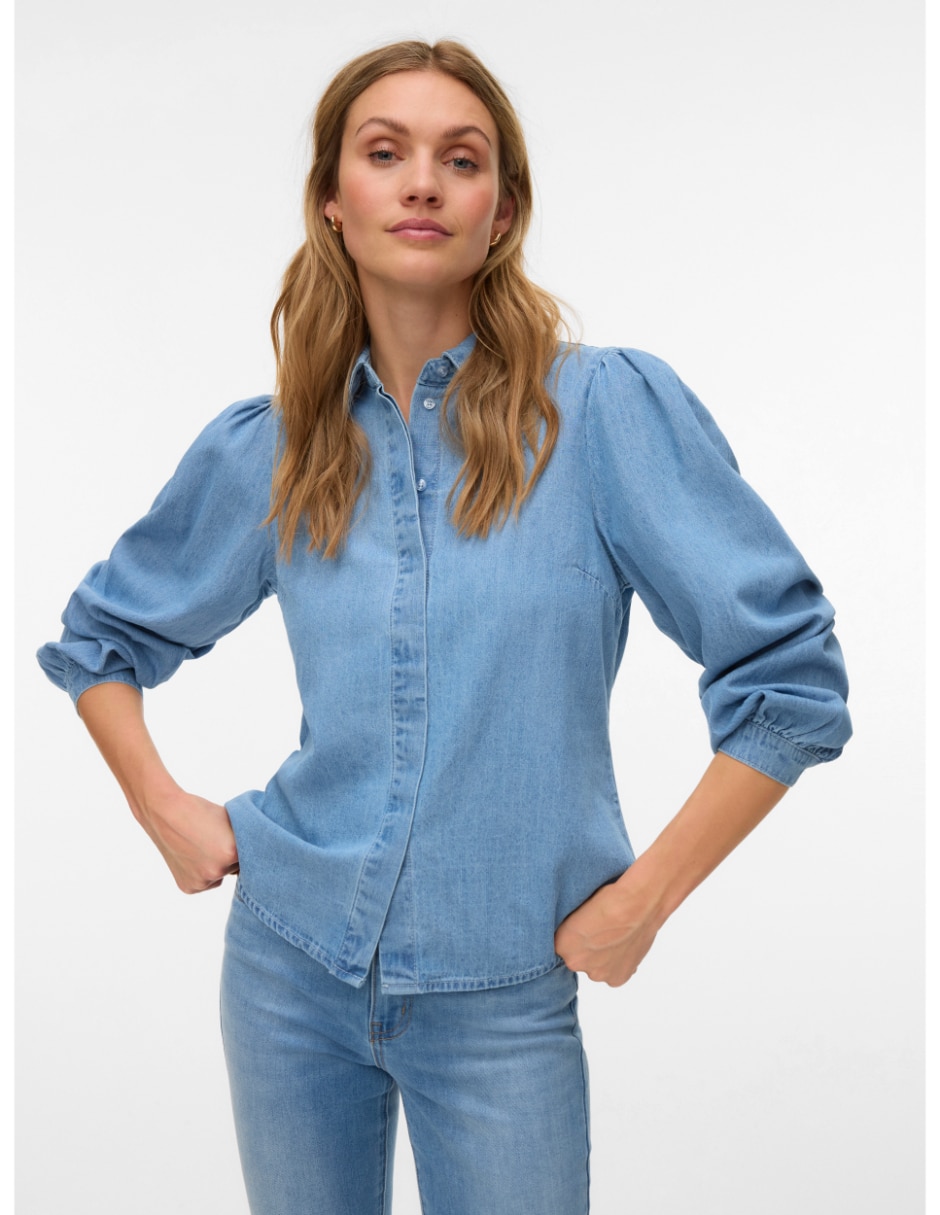 Camisa de algodón manga larga para mujer