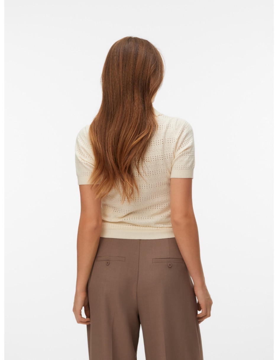Playera manga Al Codo 10340101 cuello Escarola para mujer 4