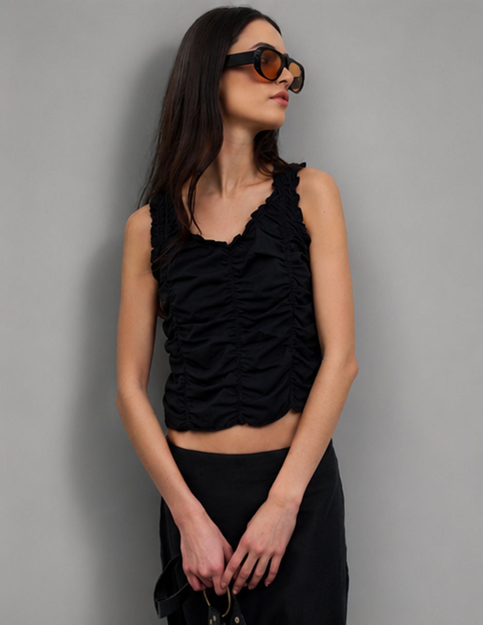 Top cuello redondo tirante ancho