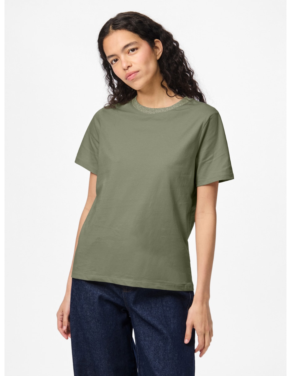 Playera manga corta cuello redondo para mujer