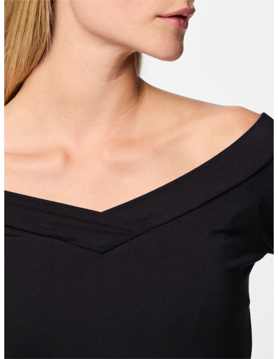 Playera manga Larga 17103018 cuello V para mujer 3