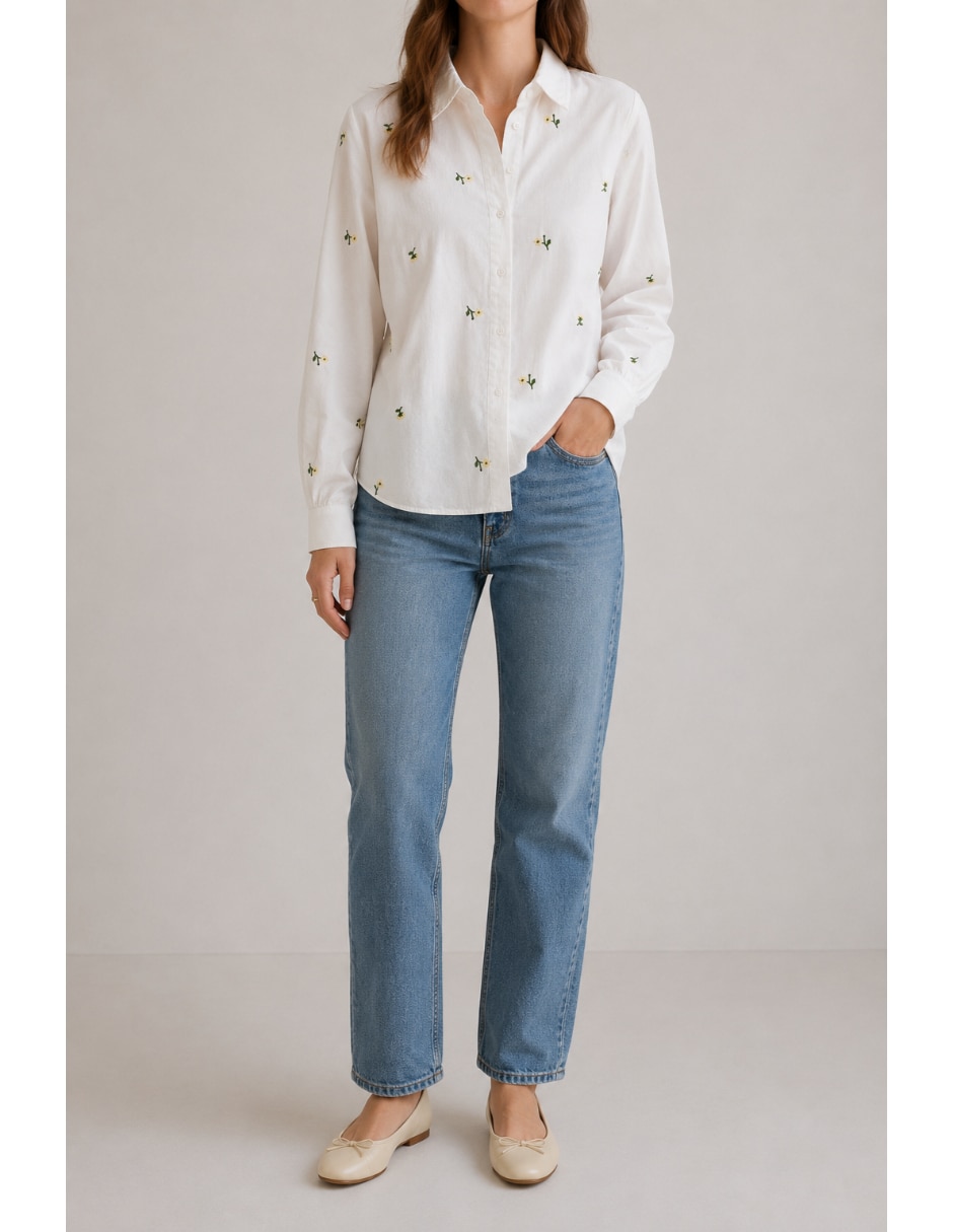 Camisa de algodón manga larga para mujer 3