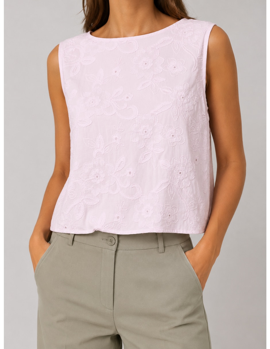 Top cuello redondo tirante ancho Top cuello redondo tirante ancho