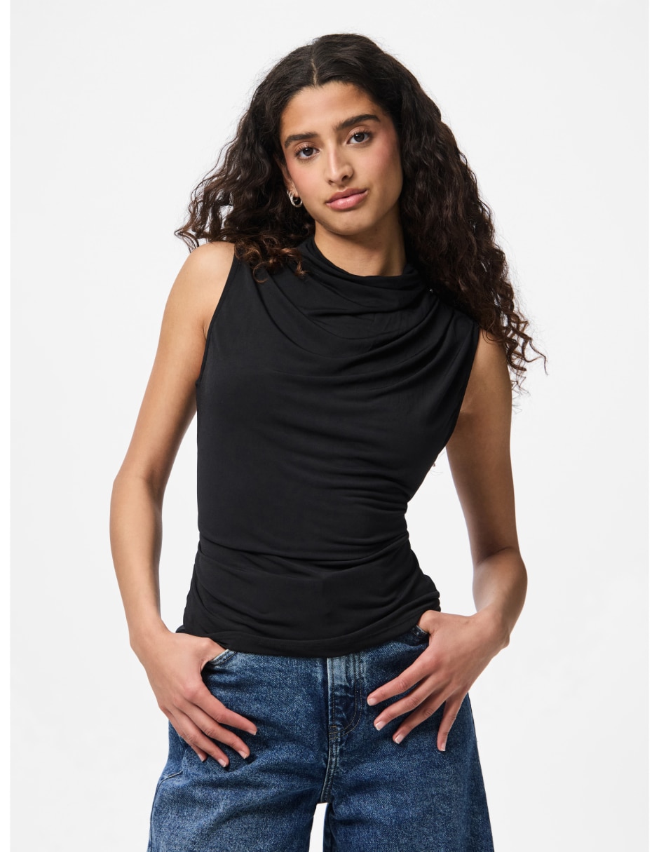 Playera cuello drapeado para mujer 1