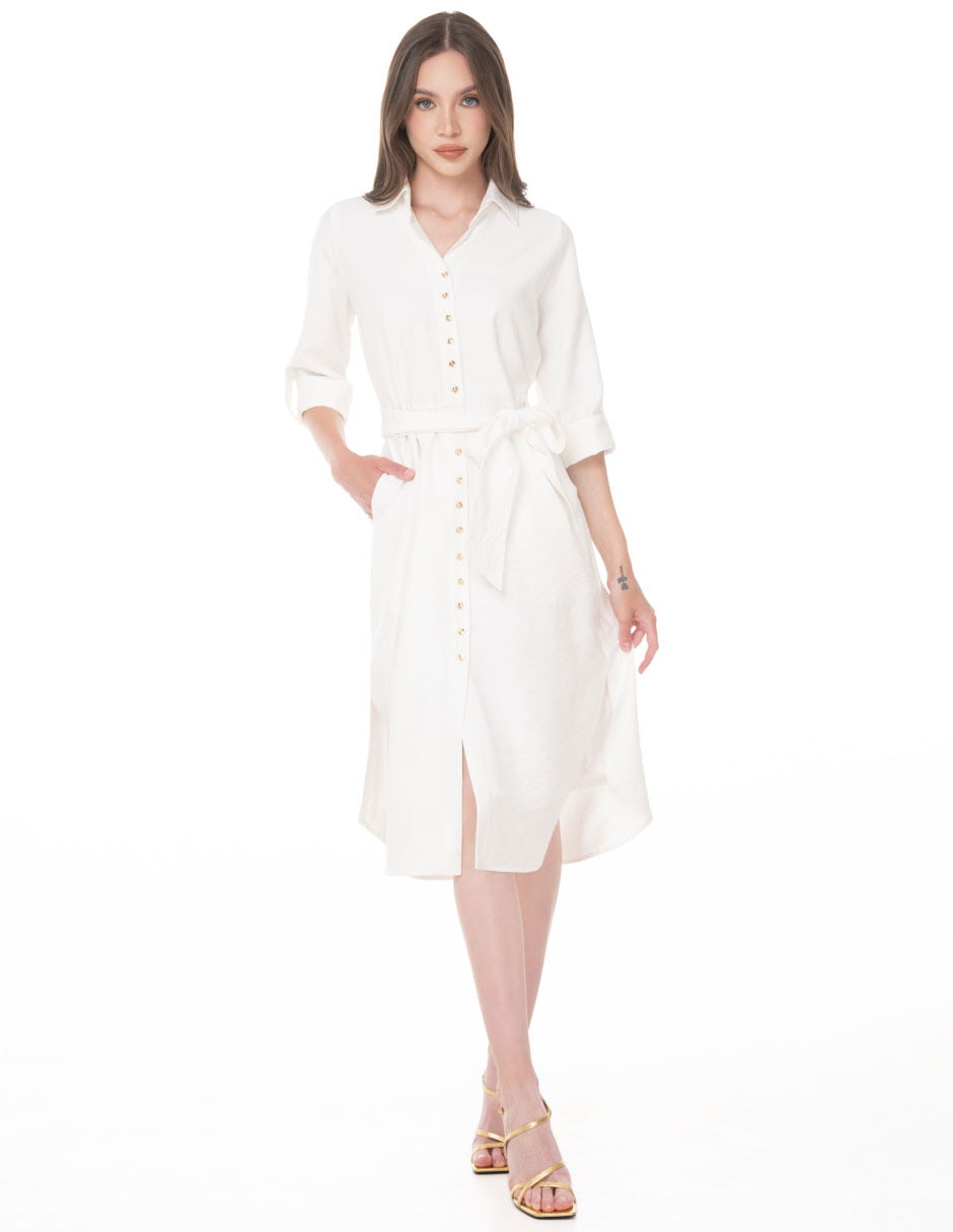 Vestido camisero midi casual para mujer Vestido camisero midi casual para mujer