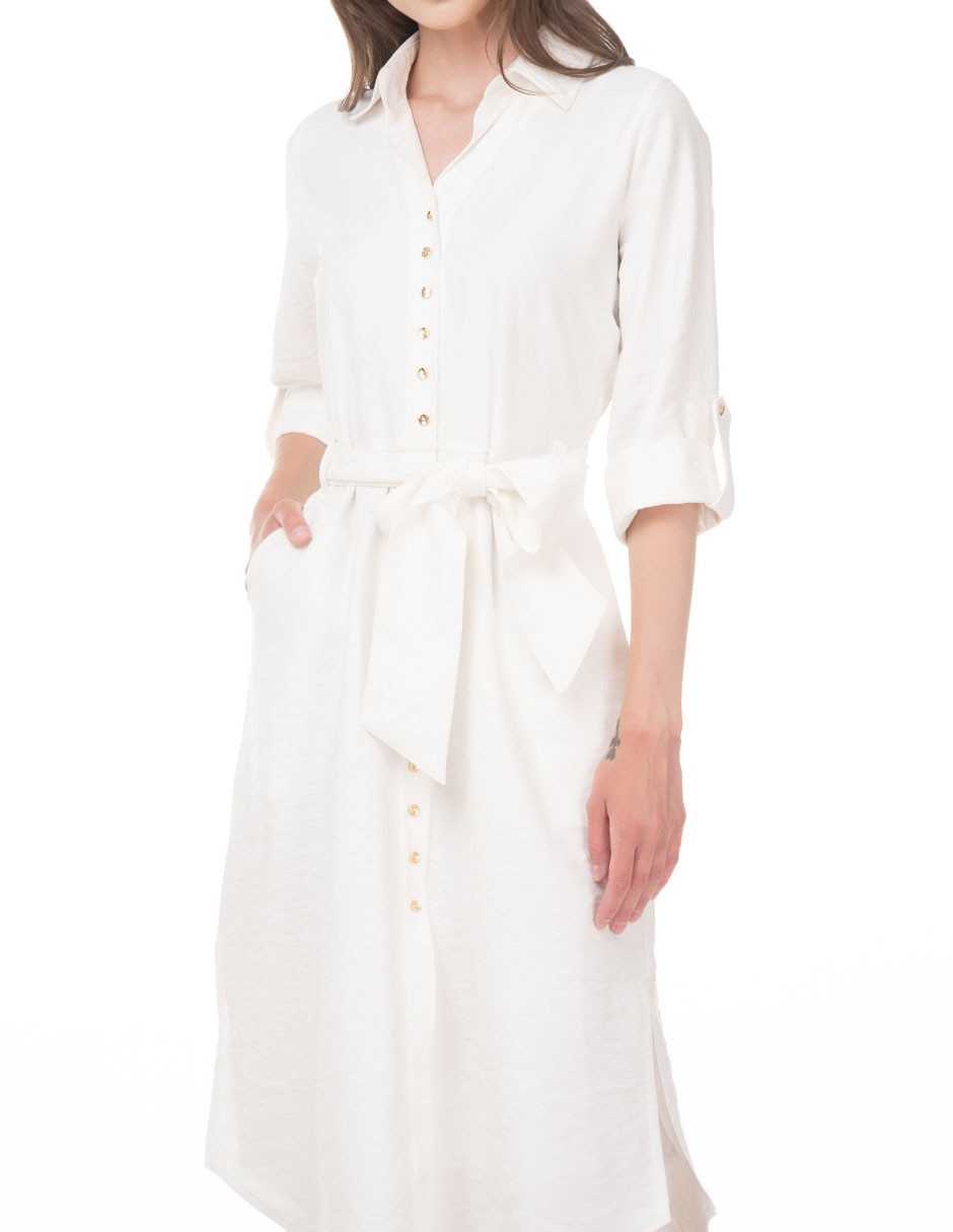 Vestido camisero midi casual para mujer 3