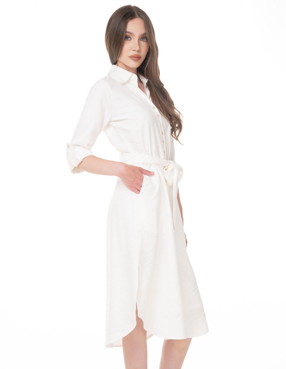 Vestido camisero midi casual para mujer 4