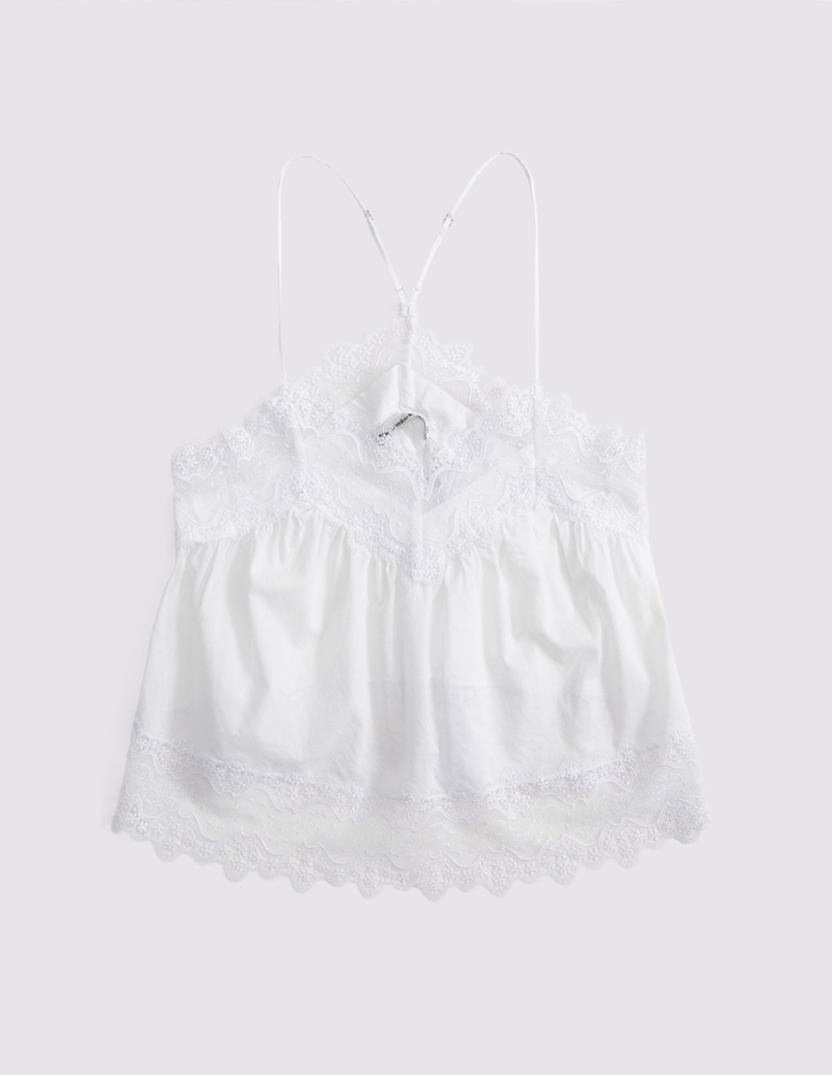 Top escote v tirante ajustable