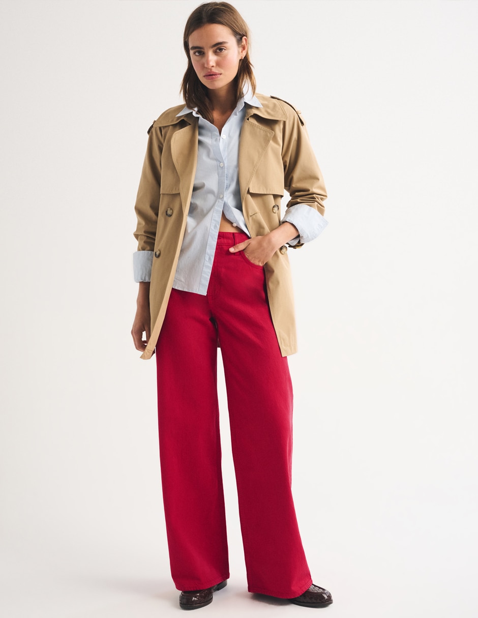 Jeans wide leg corte cintura alta para mujer 2