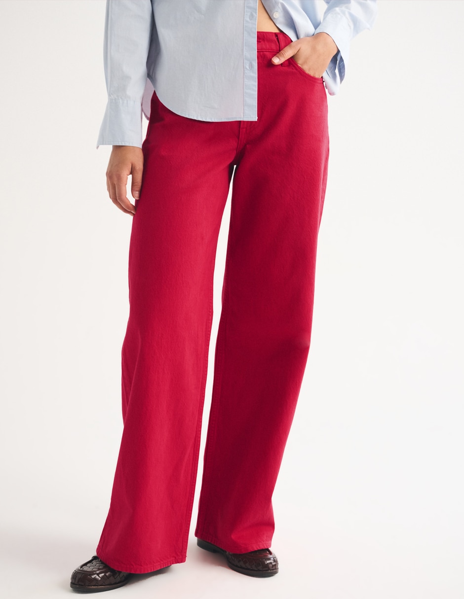 Jeans wide leg corte cintura alta para mujer 4