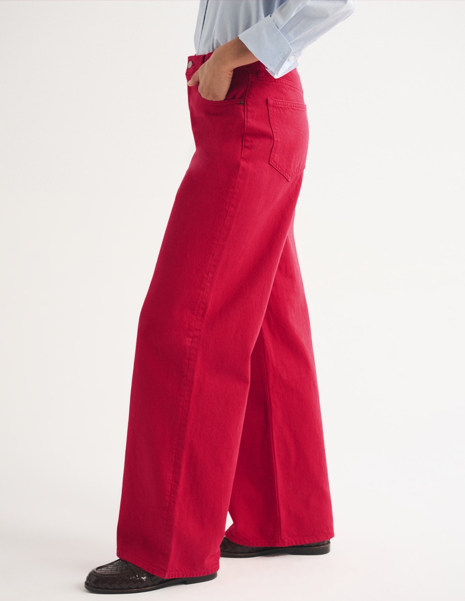 Jeans wide leg corte cintura alta para mujer 7