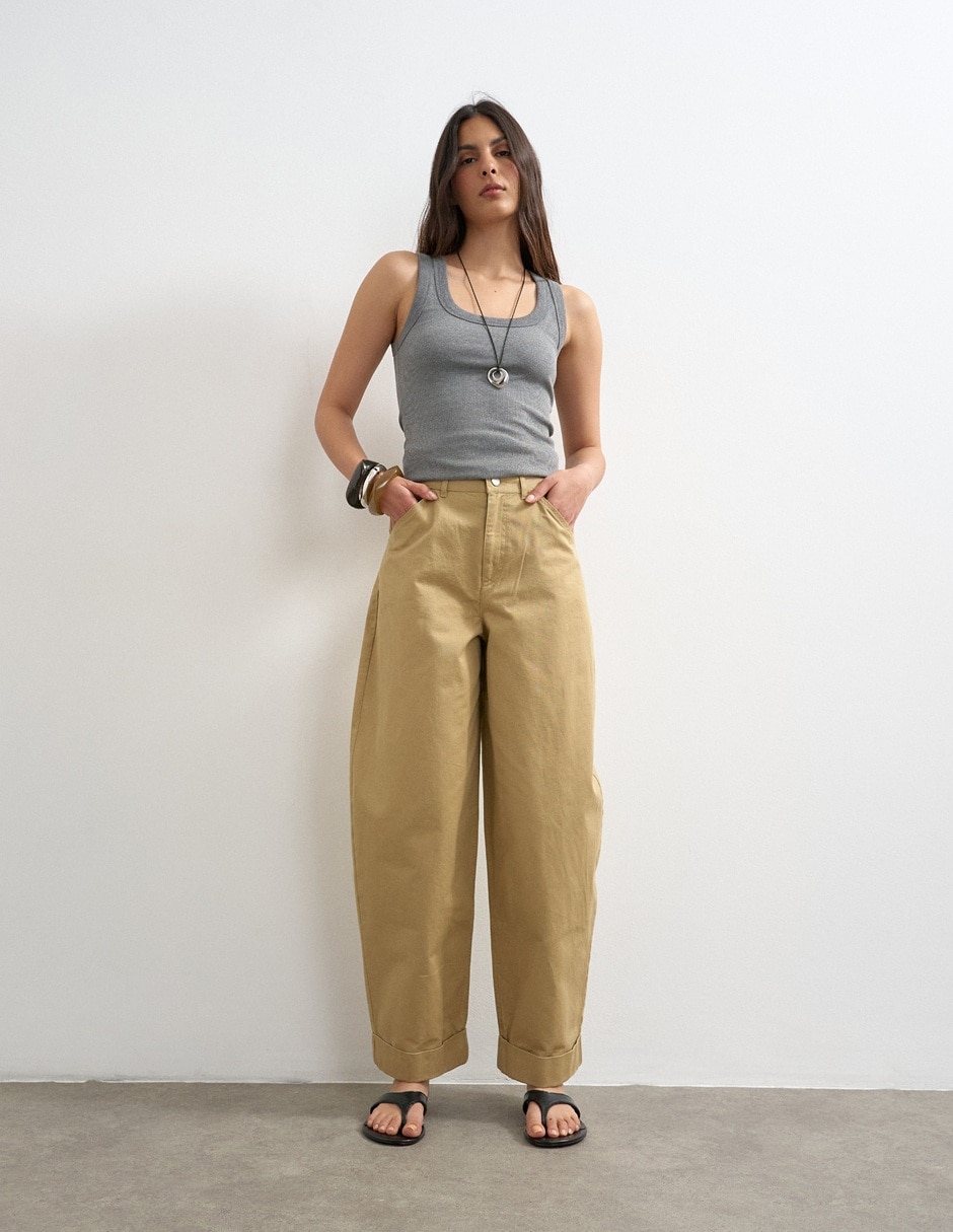 Pantalón regular wide leg para mujer Pantalón regular wide leg para mujer