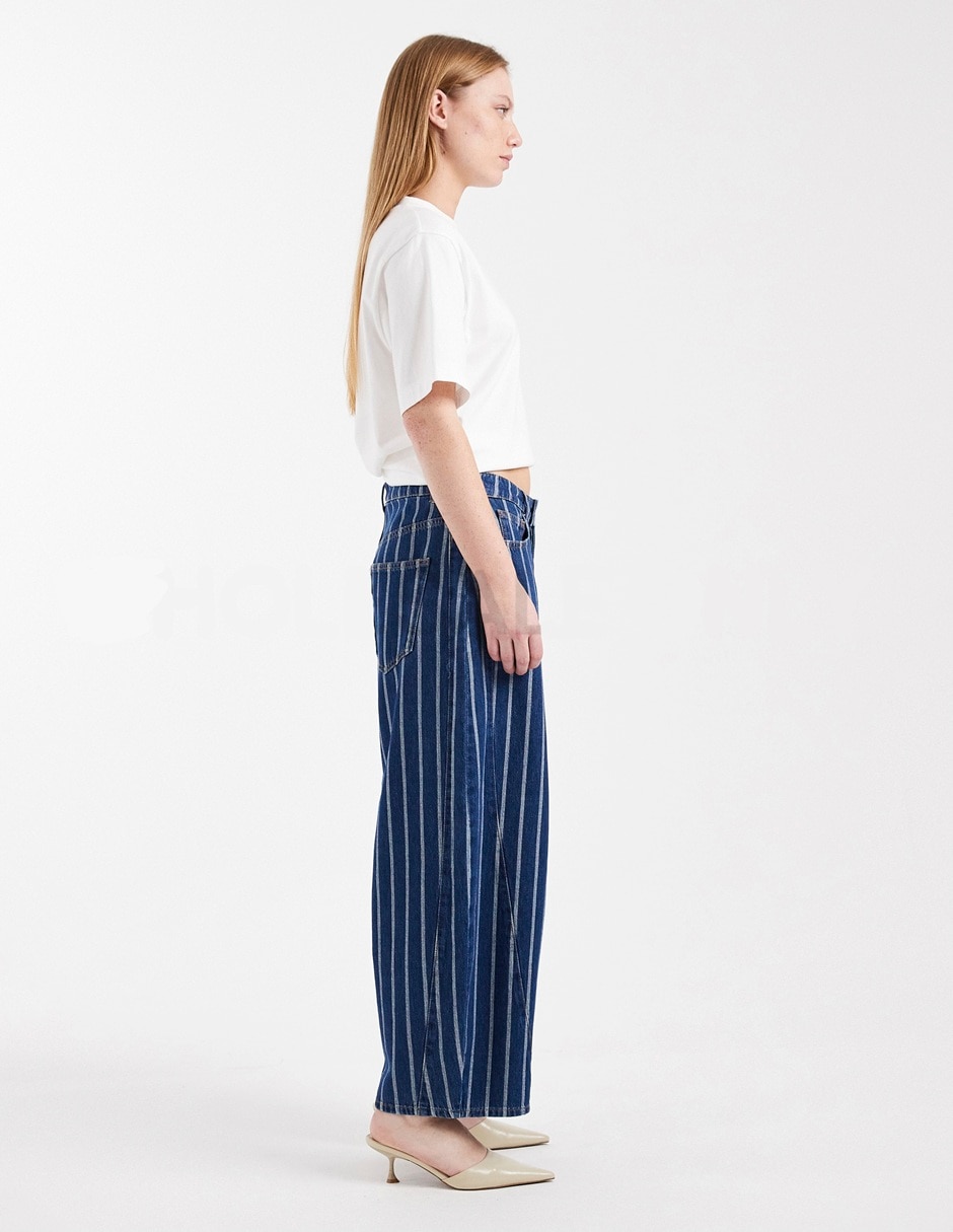 Jeans regular wide leg media cintura para mujer 3