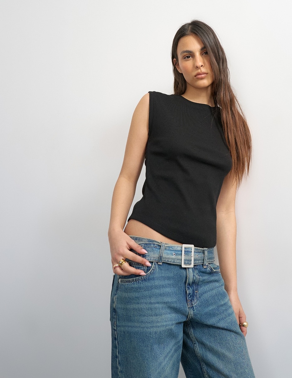 Top cuello redondo tirante ancho