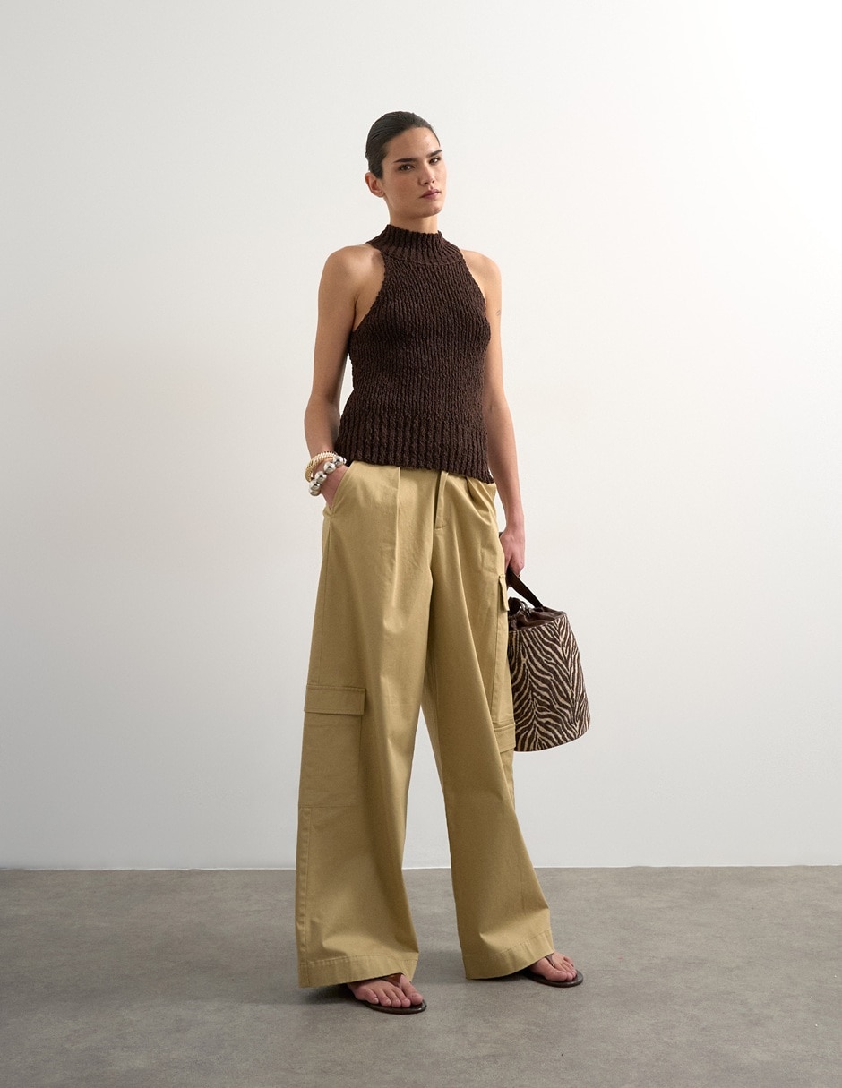 Pantalón cargo amplio para mujer 4