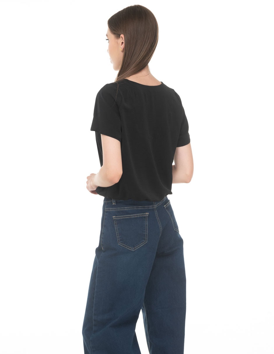 Blusa lvyou manga corta para mujer
