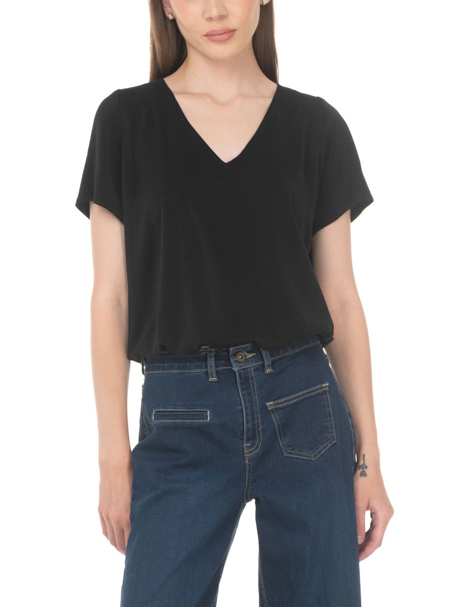 Blusa lvyou manga corta para mujer