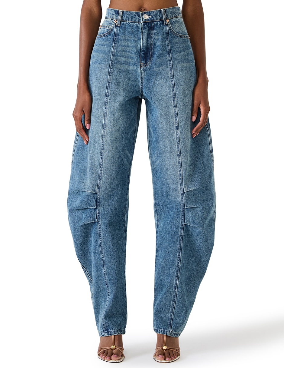 Jeans Barrel cintura alta para mujer
